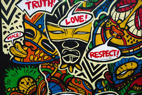 wall mural peace love respect