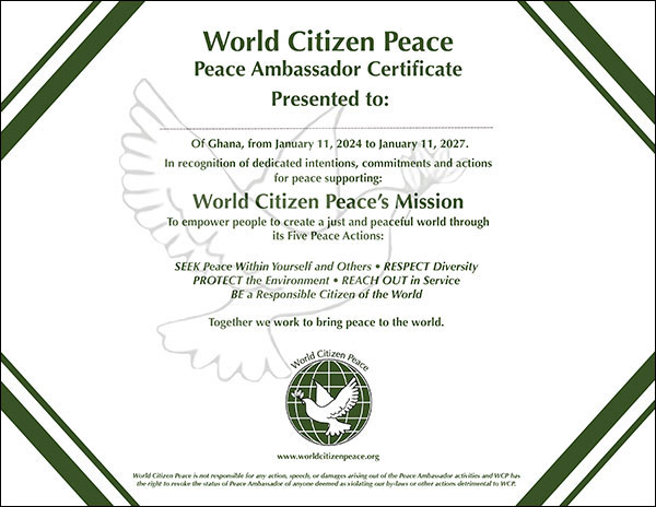 Peace Ambassador Certificate