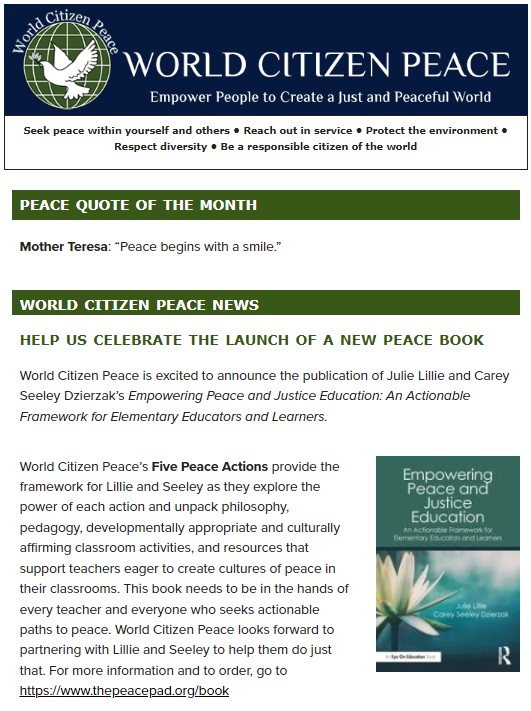 World Citizen Peace September News