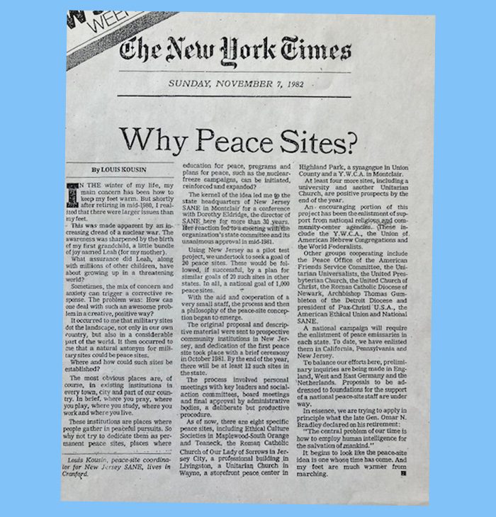Why Peace Sites in The New York Times