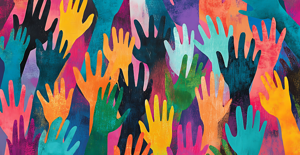 Image of hand silhouettes in multiple colors